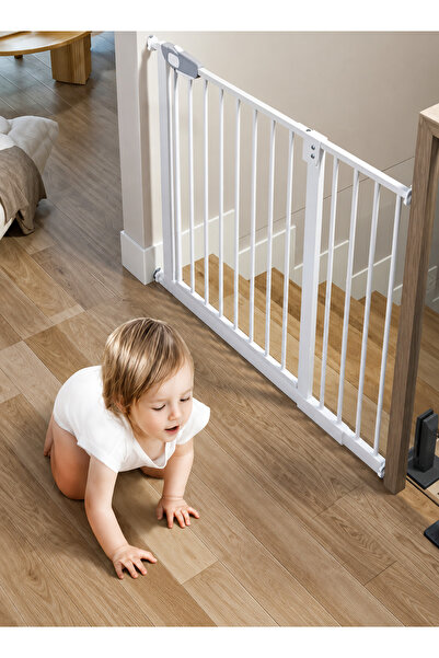 N.zone Child & Pet Safety Gate for Doorways and Hallways, Adjustable, White M...