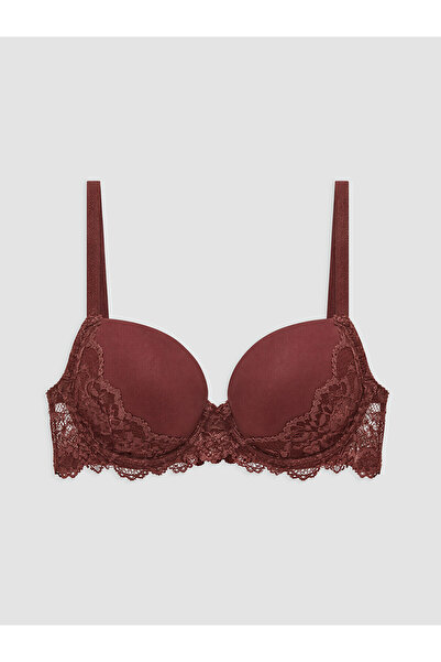 LC Waikiki Lcw Dream Burgundy Underwire Unfilled Lace T-Shirt Bra