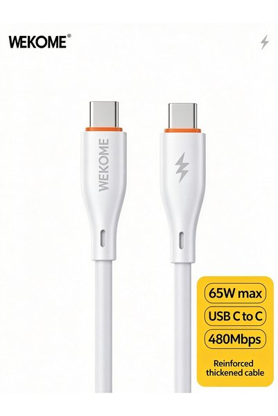 wekome 65W PD Fast Charging Type-C to Type-C Cable 1M, Thick PVC Wire with 48...