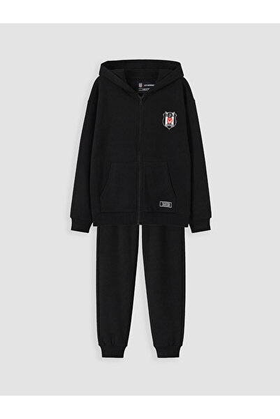LC Waikiki Lcw Kids Black Printed Boys' Tracksuit Set