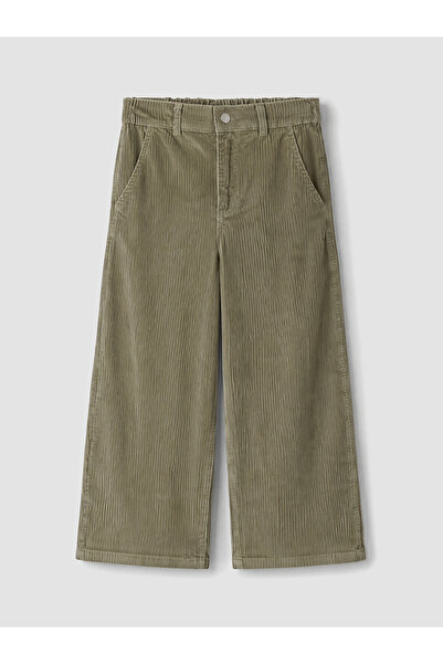 LC Waikiki Nevavm Green Wide Leg Girls' Velvet Trousers with a Difference