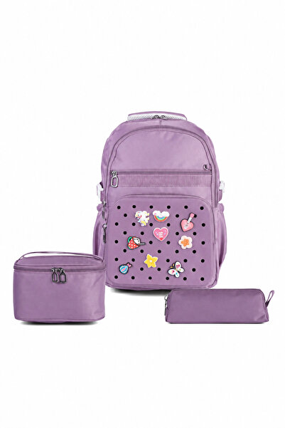 kruxon Decorated 3-Piece School Bag Set – with Thermal Lunch Bag and Pen Holder