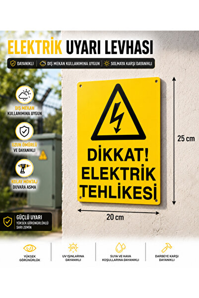 Aselis3D Warning Sign for Electrical Danger 25X20 Cm, Electrical Warning Sign...