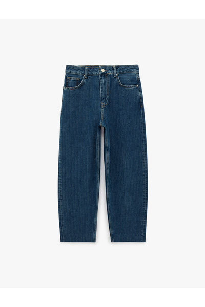 Koton Regular Waist Five-Pocket Buttoned Straight-Leg Cotton Denim Trousers -...