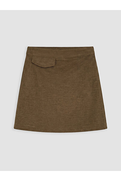 LC Waikiki Two Mt Shop Quality Green Suede Look Plain Short Girls' Skirt