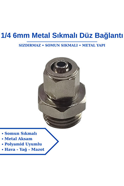 Firetech 1/4 - 6x4 Somun Sıkmalı Düz Bağlantı Rekoru - Pnömatik 6mm Metal Düz...