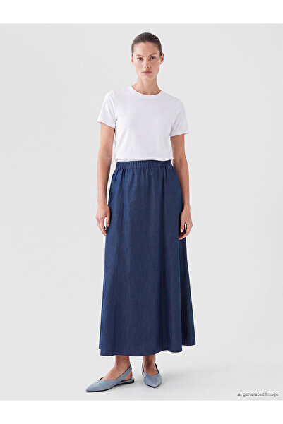 LC Waikiki Alita City Lcw Grace Black Denim Straight Midi Women's Jean Skirt ...