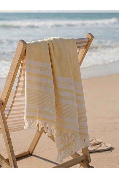 LC Waikiki Lcw Accessories Yellow Striped Women's Peshtemal Beach Towel 70X15...