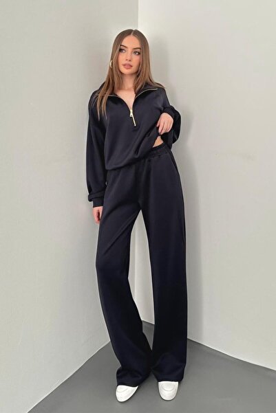 LUMU Navy Blue Zipper Detailed Scuba Suit