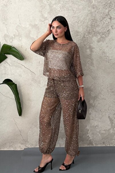 LUMU Coffee Sequin Suit