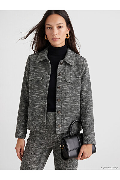 LC Waikiki Lcw Everyday Black Shirt Collar Women's Jacket