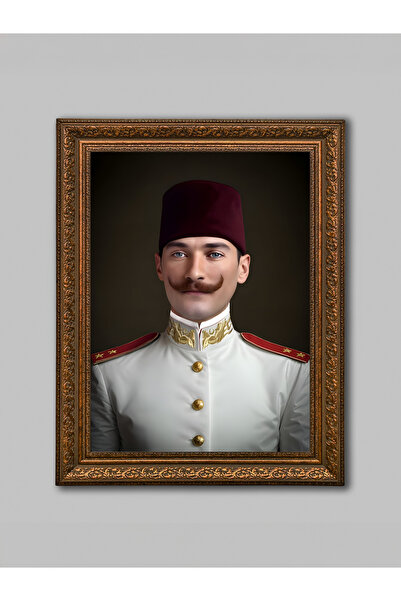 WoodyArts Ataturk Uniformed Brown Antique Framed Decorative Living Room Wall ...