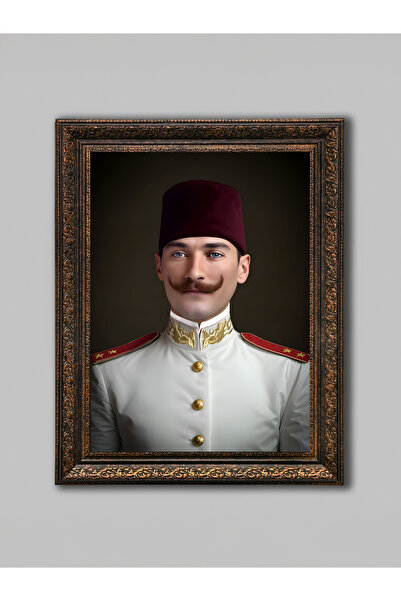 WoodyArts Ataturk Uniformed Bronze Antique Framed Decorative Living Room Wall...