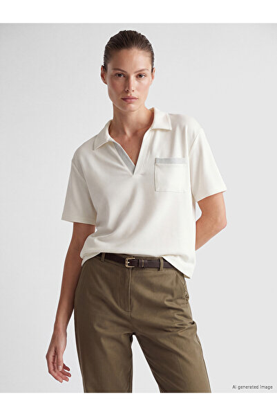 LC Waikiki Lcw Everyday Ecru Polo Collar Women's T-Shirt