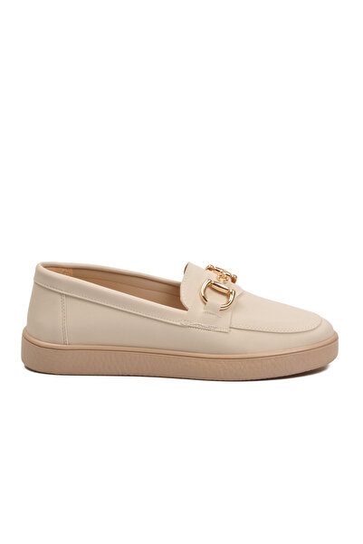 AYAKMOD Women's Beige Buckle-Strap Comfortable Flat Sole Casual Loafer Moccas...