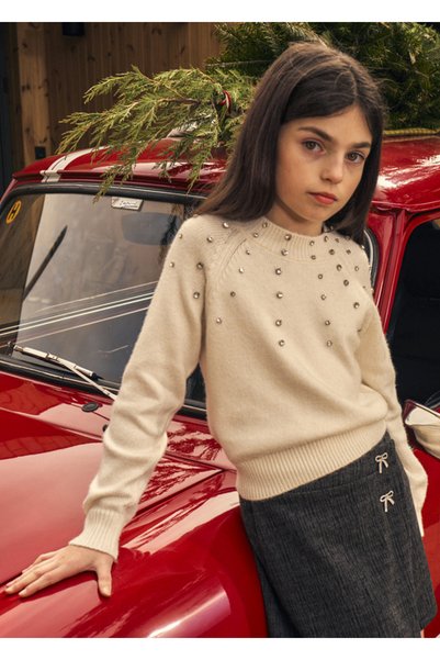 MAYORAL Girl's Stone-Embellished Sweater 7343