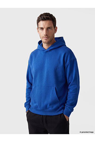 LC Waikiki Blue Kangaroo Pocket Men's Hoodie