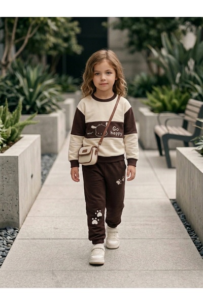LittlePoffy Children Oversized Printed Bottom Top Baby Kids Tracksuit Set