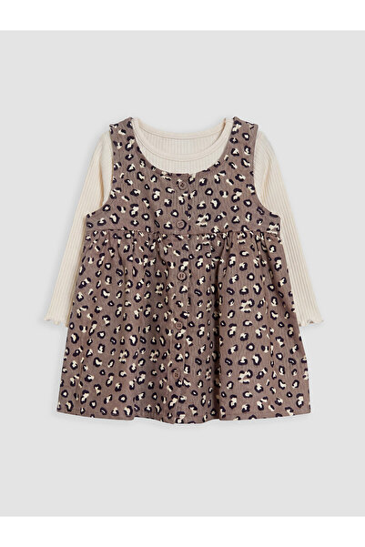 LC Waikiki Lcw Baby Brown Crew Neck Baby Girl Dress Set