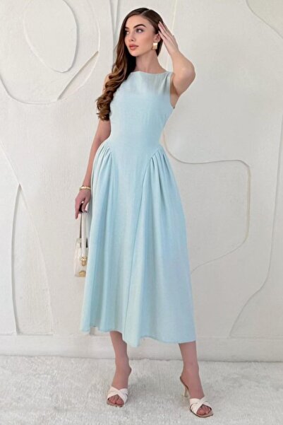 LUMU Rochie de in lungime midi basic mentă