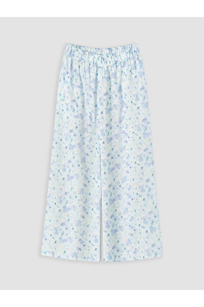 LC Waikiki Lcw Kids Blue Girls Floral Patterned Wide Leg Shorts