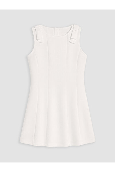 LC Waikiki Alita City Lcw Kids White Plain Girls' Dress with a Difference