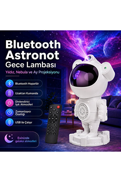 Hil Tech Eminönü Toptan Elektronik Bluetooth Astronot Gece Lambası 360° Proje...