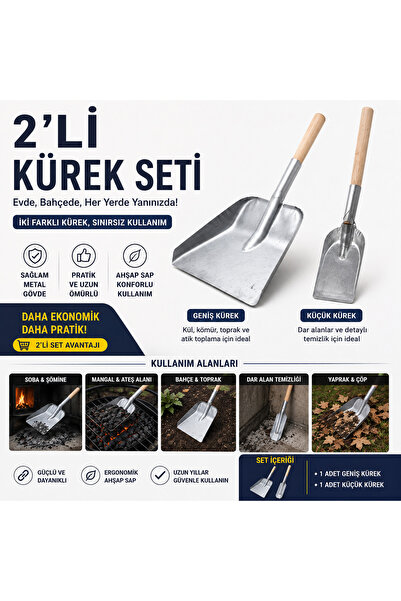 Genel Markalar H. 2’li Metal Kürek Seti – Geniş ve Küçük Kürek