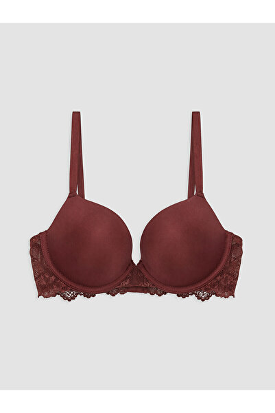 LC Waikiki Lcw Dream Burgundy Underwire Padded Lace Detailed T-Shirt Bra