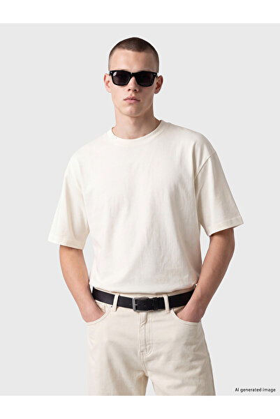 LC Waikiki Ecru Crew Neck Men's T-Shirt