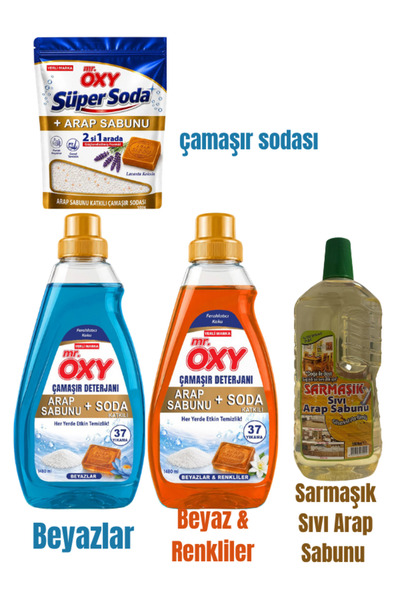 Mr.Oxy Arap Sabunu ve Soda Katkılı Çamaşır Deterjanı Beyazlar + Beyazlar ve R...