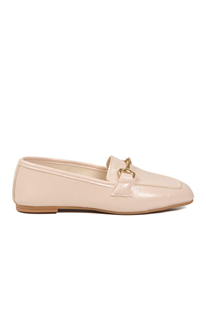 AYK'S Women's Beige Patent Leather Loafer Flat Sole Comfortable Classic Casua...