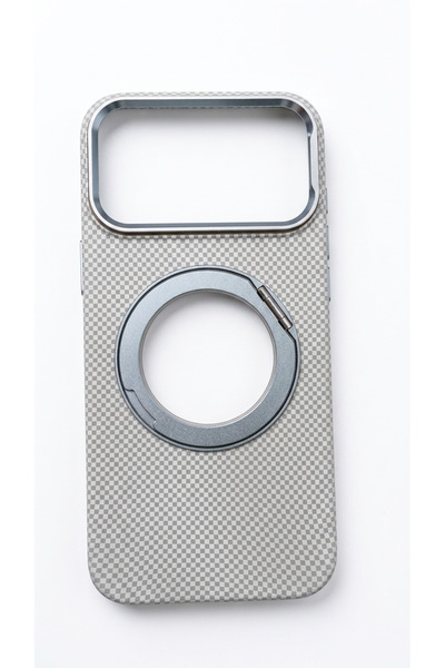 iPhone 17 Pro Max Magsafe Şarj Destekli Karbon Tasarım 360° Dönebilen Standlı Kılıf