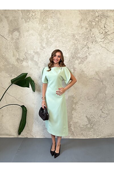 SEREMONİ BUTİK Mint long atlas dress