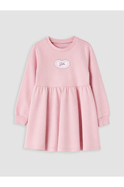 LC Waikiki Nevavm Pink 2 Thread Printed Girls' Dress with Difference