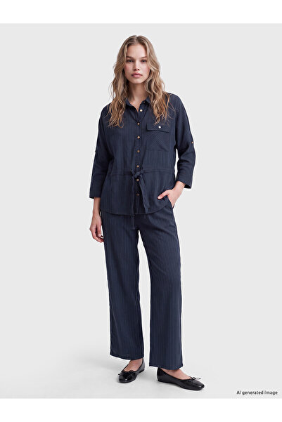 LC Waikiki Lcw Vision Navy Blue Elastic Waist Modal Blend Women's Trousers