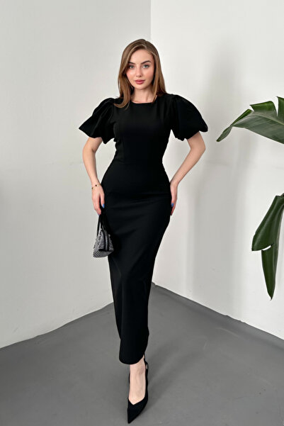 SEREMONİ BUTİK Black Sleeves Balloon Dress