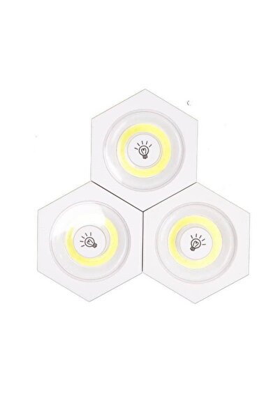 wei inox Set of 3 lamps with remote control, self-adhesive, warm white, inten...