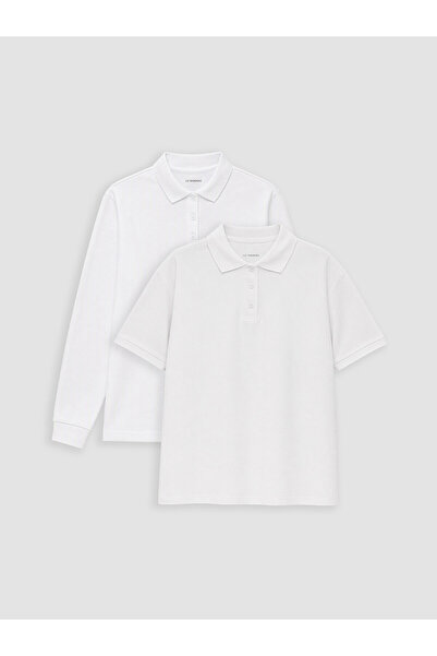 LC Waikiki Two Mt Shop Quality Lcw Kids White Plain Standard & Regular Long S...