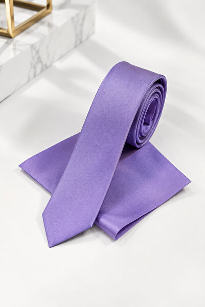 Varetta Men's Purple Lilac Tie with Handkerchief Slim Cut Tie Strap Gift Enga...