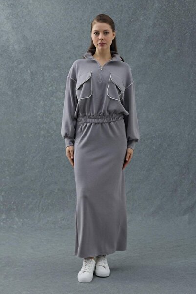 LUMU Smoked Piping Sweatshirt and Skirt Set