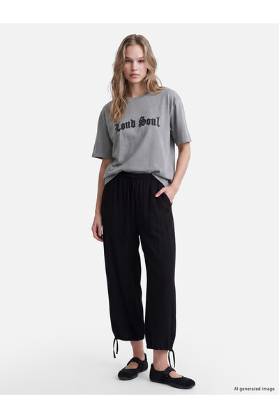 LC Waikiki Lcw Vision Women's Black Elastic Waist Wide Leg Pants