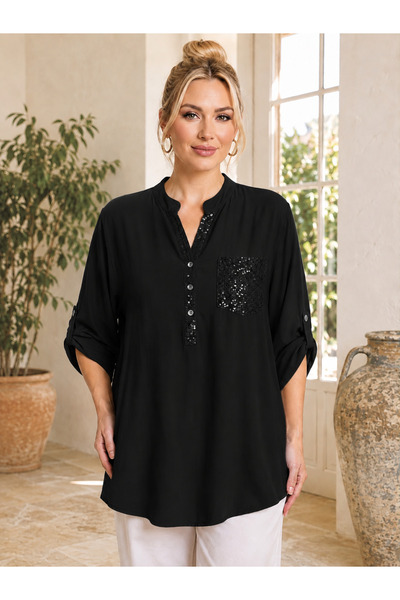 MENSAR OTANTİK Viscose Pocket Sequin Blouse