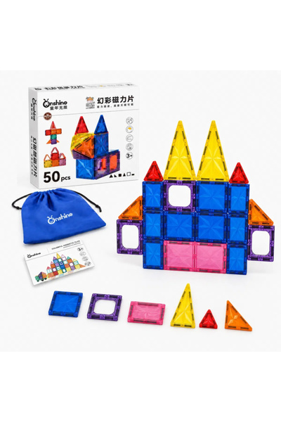 ONSHINE Set de construcție magnetică, Plăci magnetice, 50 de piese