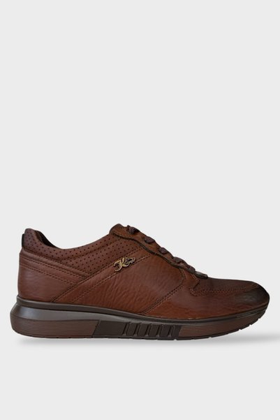 Jagulep Men's Leather Look Lace-Up Casual Shoes Taba