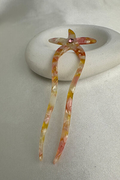 Modex Flower Figured Stone Detailed Bun Hairpin (15cm)