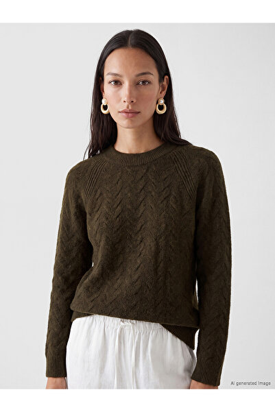 LC Waikiki Lcw Everyday Brown Crew Neck Patterned Women's Knitwear Sweater