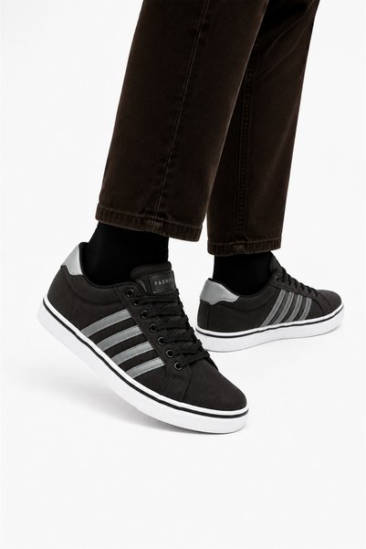 Jagulep Men's Faylon Sole Linen Sneaker Shoes Black - Smoke