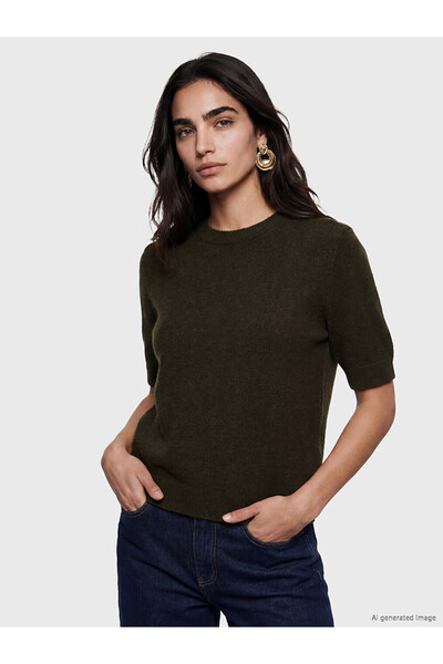 LC Waikiki Lcw Vision Green Short Sleeve Women's Knitwear Sweater