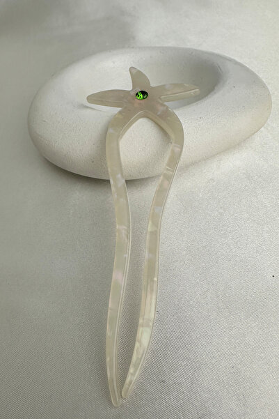 Modex Flower Figured Stone Detailed Bun Hairpin (15cm)